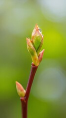 Dew-kissed bud on a vibrant green background