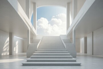Obraz premium a stairway leads to a bright sky and clouds