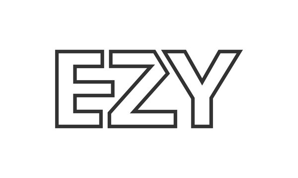 EZY logo design template with strong and modern bold text. Initial based vector logotype featuring simple and minimal typography. Trendy company identity.