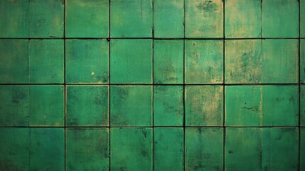 Vibrant green surface featuring orderly squares and crosses in a symmetrical, repeating geometric pattern, perfect for modern design