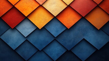 Fototapeta premium Colorful geometric patterns of overlapping squares in warm and cool tones creating a vibrant backdrop