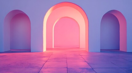 Fototapeta premium Abstract Architectural Space With Pink And Purple Lighting