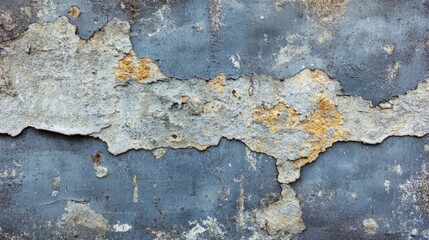 Obraz premium Grunge Texture of Cracked Blue Concrete with Rusty Yellow Spots