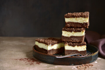 Delicious chocolate cheesecake with ricotta.