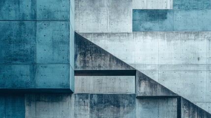 Abstract Concrete Wall with Textured Patterns and Blue Tonalities