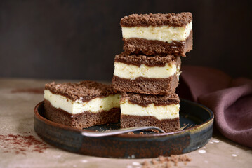 Delicious chocolate cheesecake with ricotta.