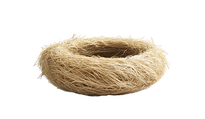 Fototapeta premium A birds nest made of straw isolated white background PNG.AI GENERATED