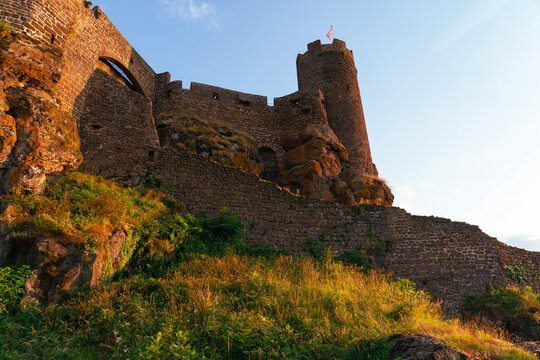 Stone Fortress of Chateau Polignac at Sunset