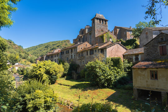 Scenic Chateau de Brousse and Village in Summer