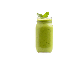 Vibrant green smoothie clipart transparent mason jar delight refreshing drink healthy lifestyle close-up view nature concept