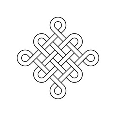 endless tibetan eternal knot symbol tattoo logo isolated on white background. vector illustration.	