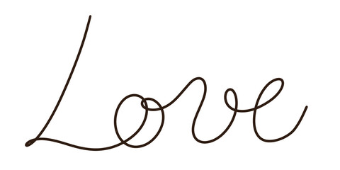 Continuous line art design of the word love created with elegant curves and fluid motion in a minimalistic style