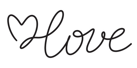 Elegant love lettering design with heart symbol, perfect for decoration, cards, or reminders of affection during any season or occasion