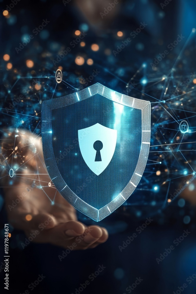 Poster explore advanced technologies safeguarding data through cyber security, protecting information acros