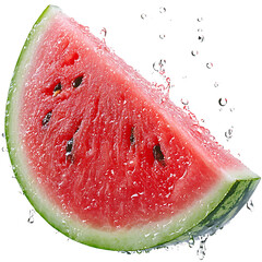 Juicy watermelon slice clipart transparent background fresh fruit food photography vibrant colors splashing water summer vibe