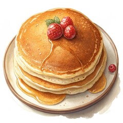 A stack of pancakes with syrup on top