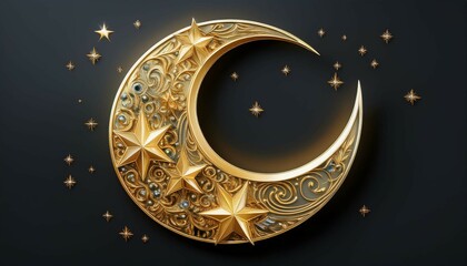gold moon and star