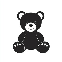 Obraz premium Black bear toy sitting on a white background; for kids' designs, decor or educational use