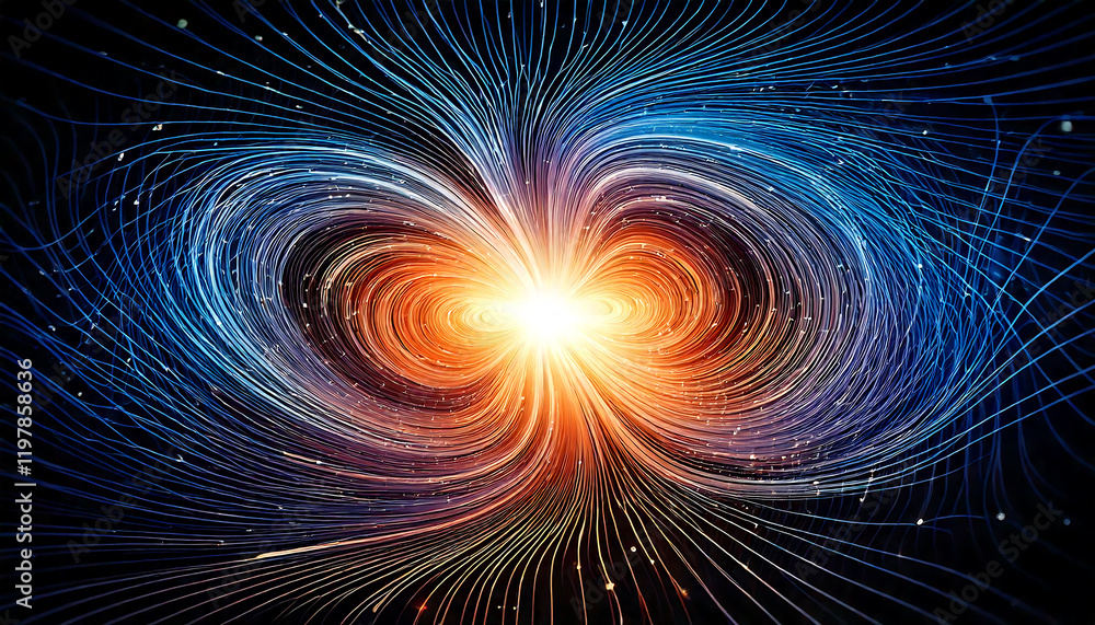 Poster stunning abstract image depicting swirling, luminous lines converging at a bright core. perfect for 