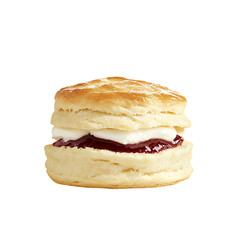 Freshly baked scone with clotted cream and jam kitchen clipart transparent food illustration cozy environment top view