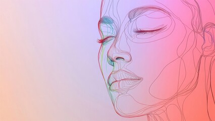 Abstract Line Art Portrait of a Woman