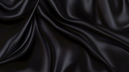 Obraz premium Stunning Black Silk Fabric Texture. A captivating and smooth fabric design for backgrounds, posters, and more. High-quality texture for graphic design projects.