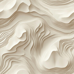 Obraz premium Abstract Topographic Landscape: Creamy beige tones create a mesmerizing, three-dimensional topographic map, mimicking rolling hills and valleys with elegant, layered lines.