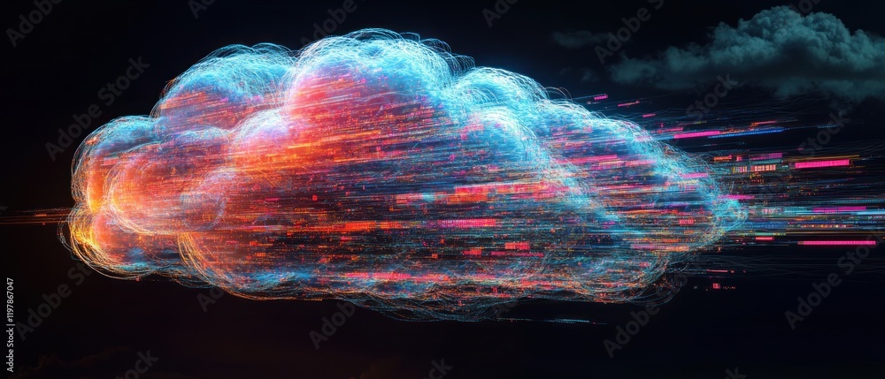 Poster abstract digital cloud data stream: high-speed network and information technology concept