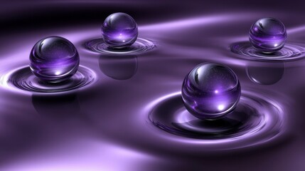 Purple Spheres in a Liquid Abstract Graphic Design