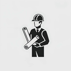 Vector of a worker carrying a blueprint.