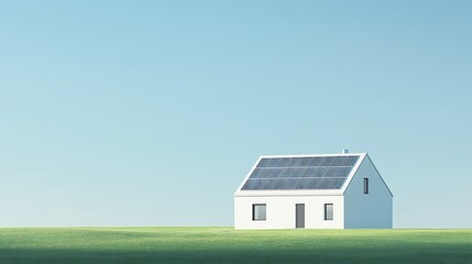 Obraz premium Modern Eco-Friendly House with Solar Panels on a Sunny Day