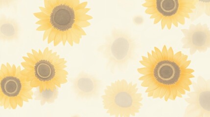 Delicate Pastel Yellow Sunflowers, Soft Floral Background, Elegant Floral Pattern