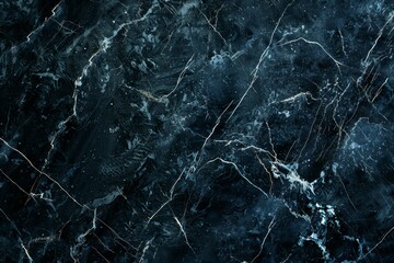 Image of Deep black marble pattern with white veins. Texture for background usage