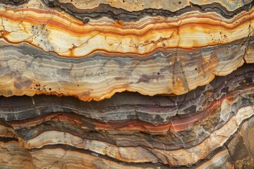 Sedimentary layered rock texture. Detailed photo textured background
