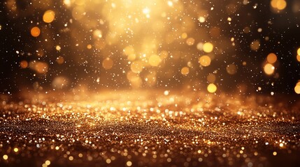 glitter gold dust floating in air scattered around, abstract gold background festive magical vibes