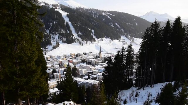 Panoramic view of Davos in Switzerland, site of the Annual meeting of the World Economic Forum	
