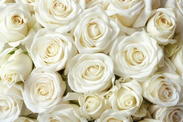 Obraz premium Natural floral background with bouquet of white roses. High quality photo