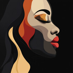 Vertical Abstract Art Featuring African Woman - Black History Month Celebration