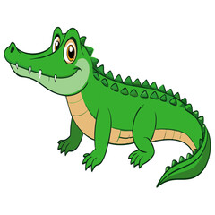 Obraz premium Cute cartoon crocodile. Vector illustration alligator isolated on white background. Front view. 