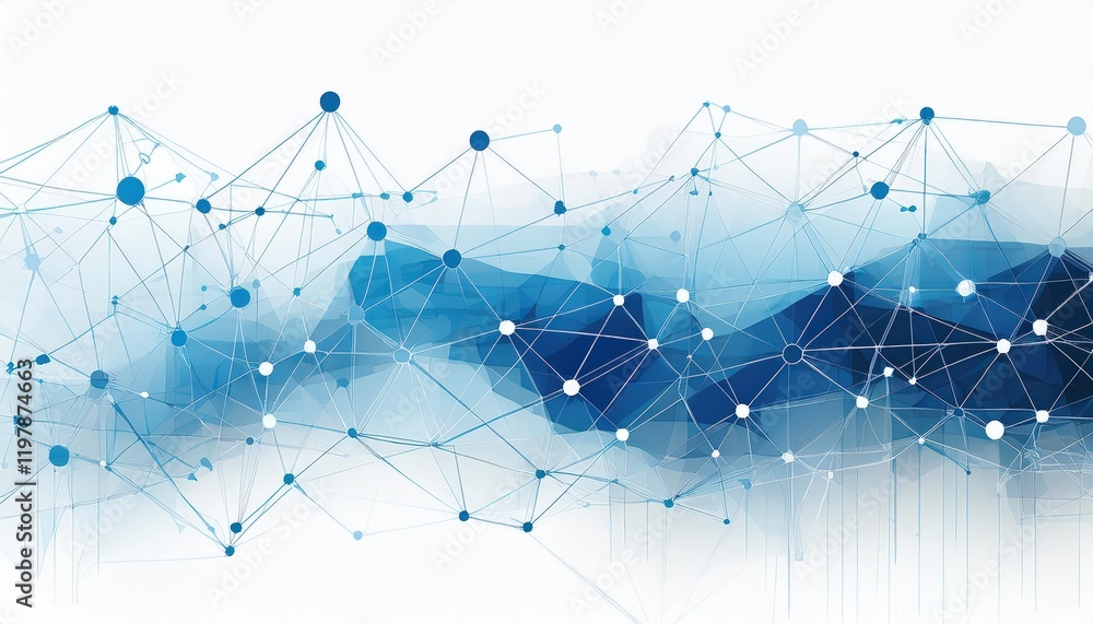 Poster intricate vector illustration showcasing an interconnected global network concept, with geometric do