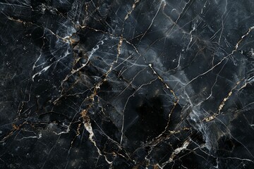 Photo of Deep black marble pattern with white veins. Background texture for backdrops or mapping