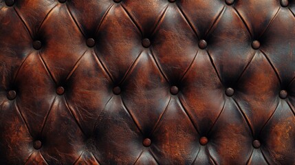 Naklejka premium Elegant Vintage Leather Upholstery with Classic Tufted Design