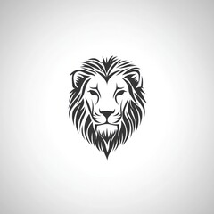 Obraz premium Lion head graphic design centered, solid white background for wildlife logos