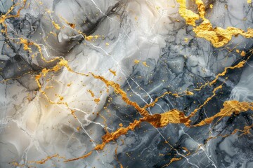 Photo of Black and white marble floor pattern with gold veins. Background texture for backdrops or mapping