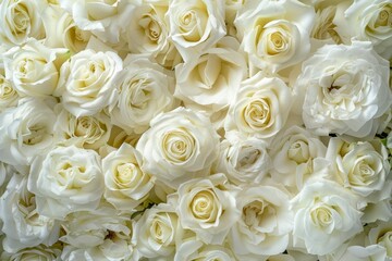 Natural floral background with bouquet of white roses. Professional photo