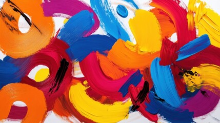 Obraz premium Abstract painting with vibrant colors and dynamic brushstrokes, creating a sense of energy and movement