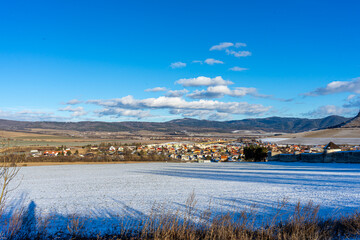 Winter landscape of town of Spisske Podhradie, Slovakia