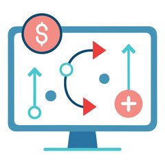 Internet money, secure payment transaction, payment mechanism. Fintech (financial technology) background. Colorful flat style illustration.
computer and arrow