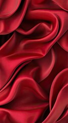 Obraz premium Luxurious red silk fabric draped to showcase its rich texture and abstract patterns, suitable for creative projects and commercial use