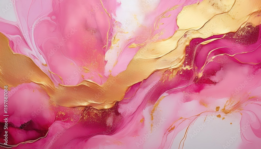 Poster striking abstract art with pink and gold texture background a vibrant exploration of color and textu